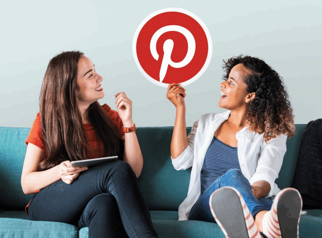 Pinterest Marketing Tool Hacks to Maximize Your Brand Visibility 1 two women between them is a pinterest logo
