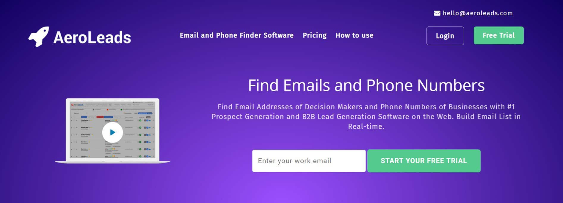 Aeroleads-homepage