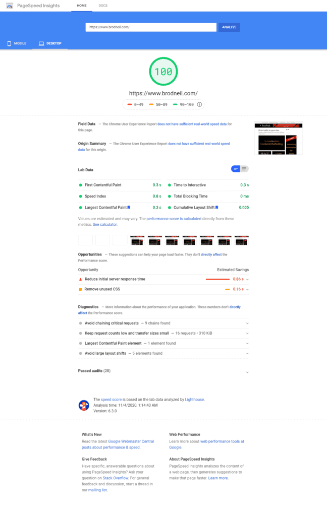 Nitropack Review: Does Nitropack Plugin Really Work? 7 nitropack-brodneil-google-pagespeed-score-desktop