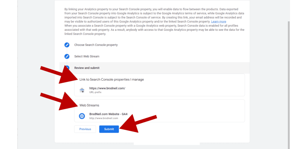 Link Google Analytics 4 and Google Search Console - GA4 and GSC - Step 9