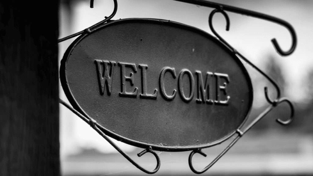 welcome black and white