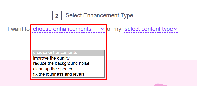 Audioenhancer.ai: The Best Way to Enhance Your Voice Recordings 4 Select enhancement type