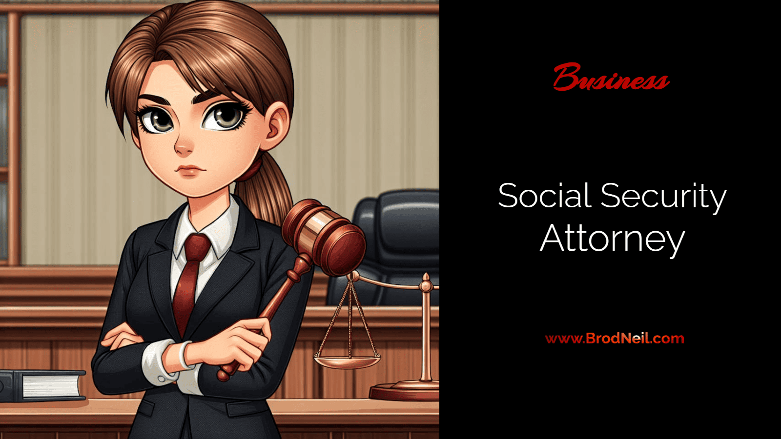 young lady attorney with a gavel - social security attorney - Business