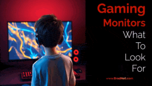 A boy using the gaming monitor